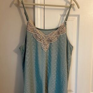 Blue Lace Trim Cami Top